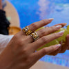 Stainless Steel Geometric Ring Jewelry For Women With Electroplating
