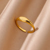 Stainless Steel Geometric Ring Jewelry 18K Goldplated Stylish Simple Asymmetrical Unisex