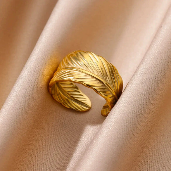 Stainless Steel Geometric Ring Jewelry 18K Goldplated Stylish Simple Asymmetrical Unisex