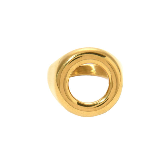Stainless Steel Geometric Ring Literary Retro Style Electroplated