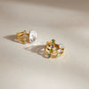 Stainless Steel Geometric Ring With Colored Diamond Inlay Pvd Vacuum Gold Plating Hypoallergenic Women's Jewelry