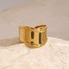 Stainless Steel Geometric Ring With Electroplating And Quiet Design Sense