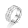 Stainless Steel Geometric Ring With Inlaid Zircon For Women And Men Natural Style Couple Jewelry