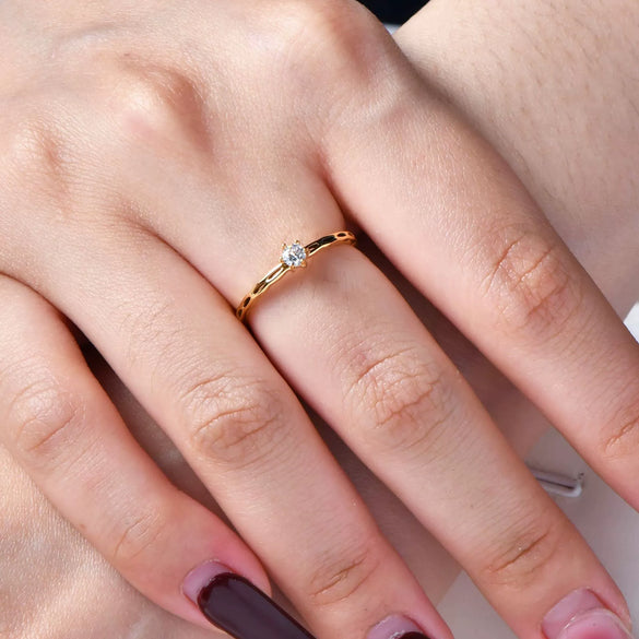 Stainless Steel Geometric Ring With Zircon Electroplated Highgrade Design Unisex And Women's Style