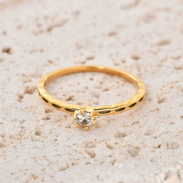 Stainless Steel Geometric Ring With Zircon Electroplated Highgrade Design Unisex And Women's Style
