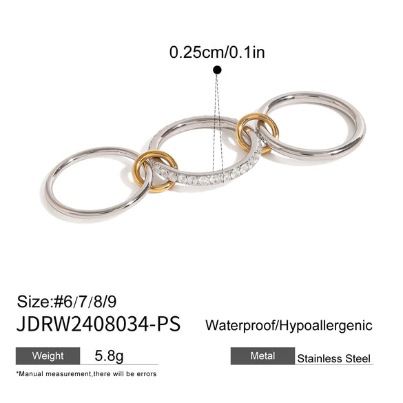 Stainless Steel Geometric Rings With Electroplating For Women