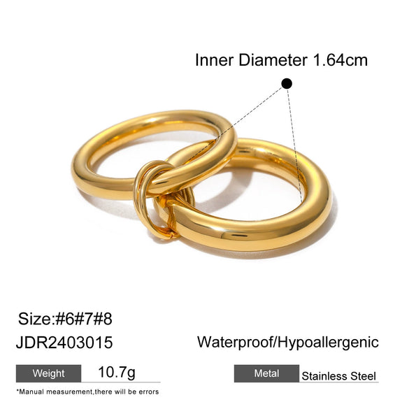 Stainless Steel Geometric Rings With Electroplating For Women