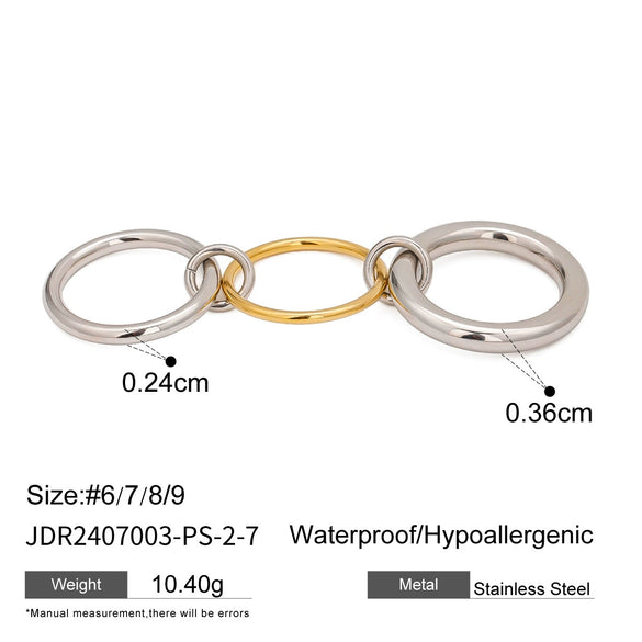 Stainless Steel Geometric Rings With Electroplating For Women