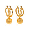Stainless Steel Geometric Round Ball Pendant Earrings For Women With Electroplating