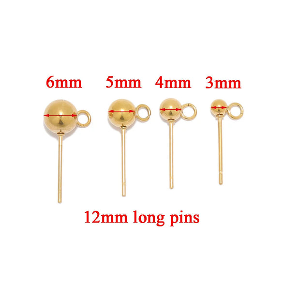 Stainless Steel Geometric Round Bead Hoop Earrings With 18K Gold Colorpreserving Plated And Soldering Process