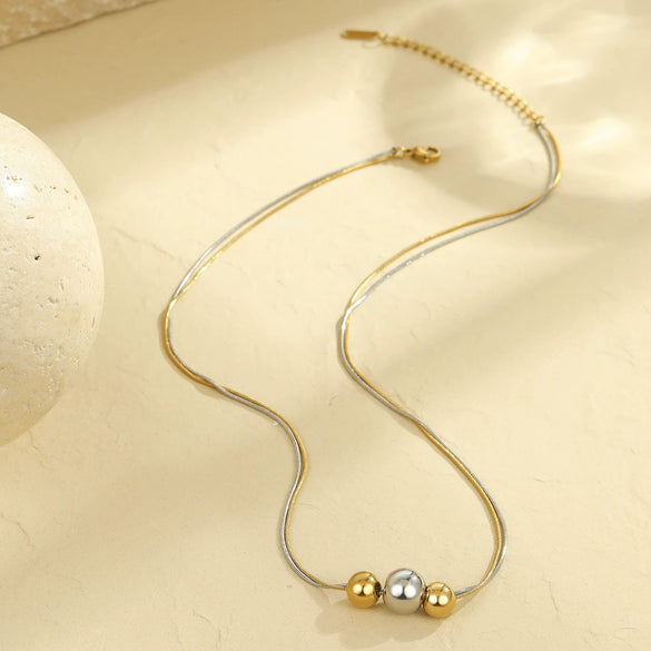 Stainless Steel Geometric Round Bead Necklace Electroplating Fashion Women's Clavicle Chain