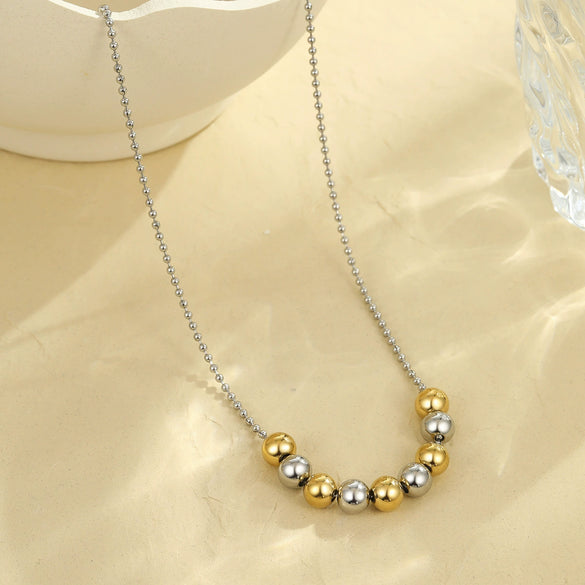 Stainless Steel Geometric Round Bead Necklace Electroplating Fashion Women's Clavicle Chain