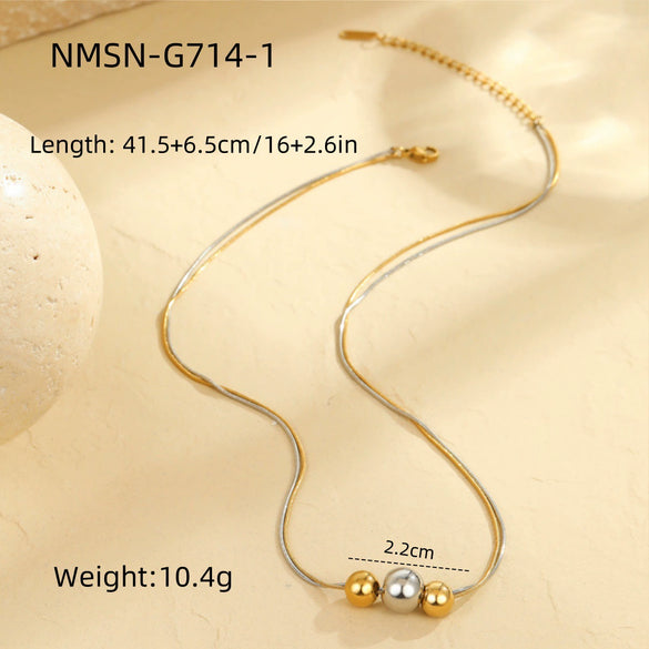 Stainless Steel Geometric Round Bead Necklace Electroplating Fashion Women's Clavicle Chain