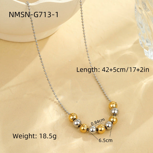 Stainless Steel Geometric Round Bead Necklace Electroplating Fashion Women's Clavicle Chain