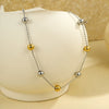 Stainless Steel Geometric Round Bead Necklace For Women Electroplated Fashion Style