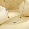 Stainless Steel Geometric Round Bead Necklace For Women Electroplated Fashion Style