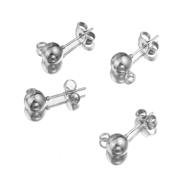 Stainless Steel Geometric Round Bead Welding Pin Hanging Earrings Handmade Jewelry Accessories Electroplated
