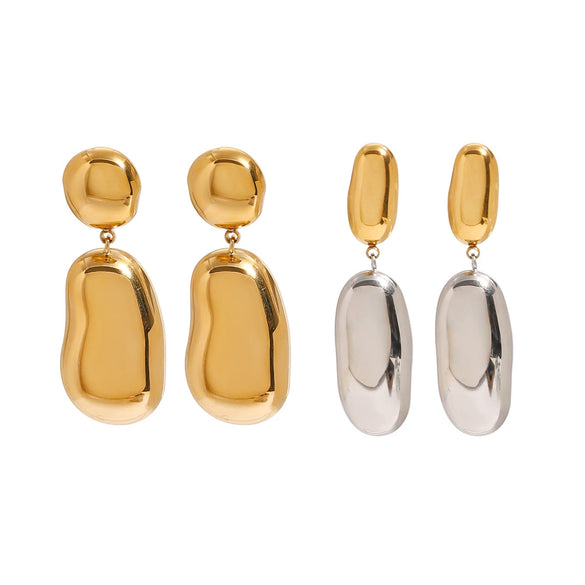 Stainless Steel Geometric Round Earrings With Electroplating And Original Design