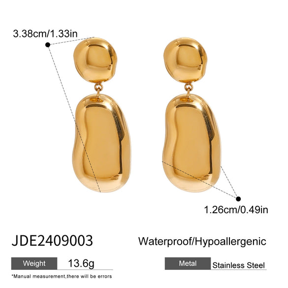 Stainless Steel Geometric Round Earrings With Electroplating And Original Design