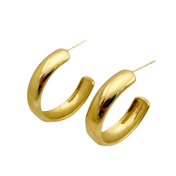 Stainless Steel Geometric Round Earrings With Electroplating