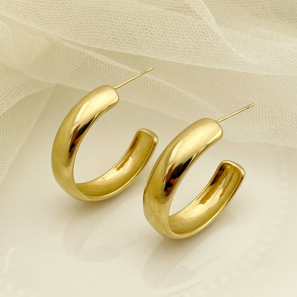 Stainless Steel Geometric Round Earrings With Electroplating