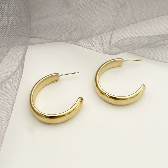 Stainless Steel Geometric Round Earrings With Electroplating
