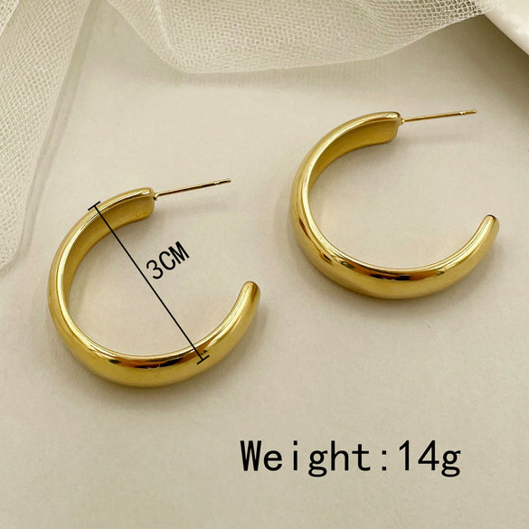 Stainless Steel Geometric Round Earrings With Electroplating