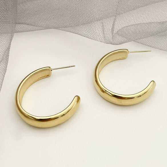Stainless Steel Geometric Round Earrings With Electroplating