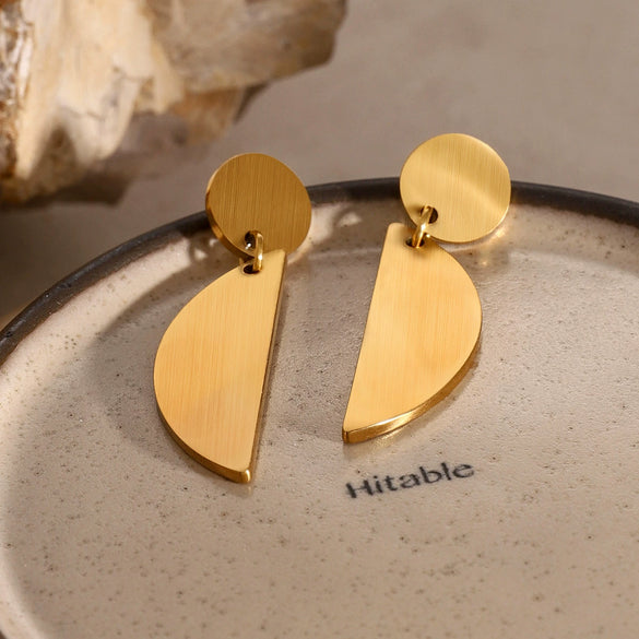 Stainless Steel Geometric Round Electroplated Women's Earrings