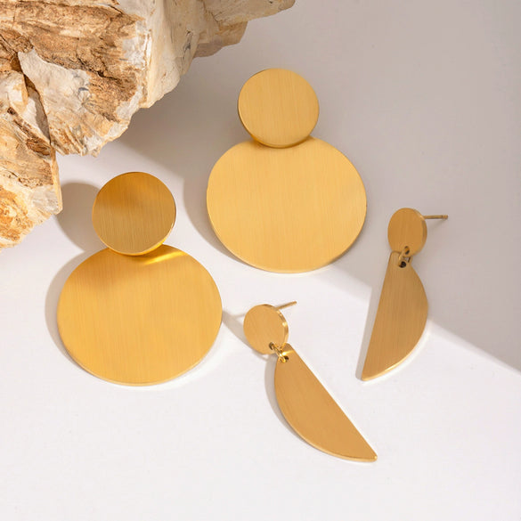 Stainless Steel Geometric Round Electroplated Women's Earrings
