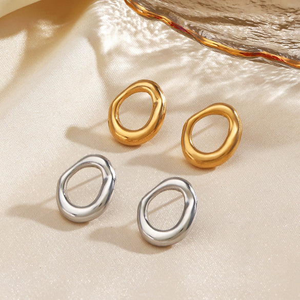 Stainless Steel Geometric Round Electroplated Women's Earrings