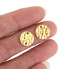 Stainless Steel Geometric Round Embossed Wafer Pendant With Hole Electroplated Jewelry Accessories For Diy Earrings And Necklace