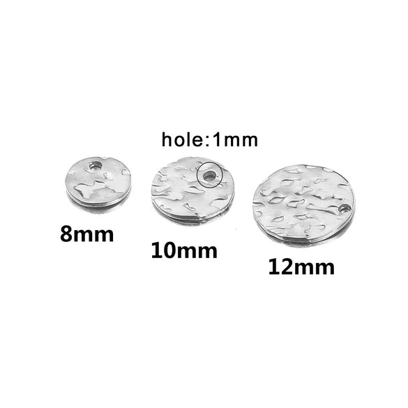Stainless Steel Geometric Round Embossed Wafer Pendant With Hole Electroplated Jewelry Accessories For Diy Earrings And Necklace