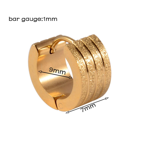 Stainless Steel Geometric Round Frosted Electroplated Unisex Earrings