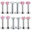 Stainless Steel Geometric Round Heart Shaped Pentagonal Square Inner Teeth Lip Nails Piercing Jewelry With Polishing