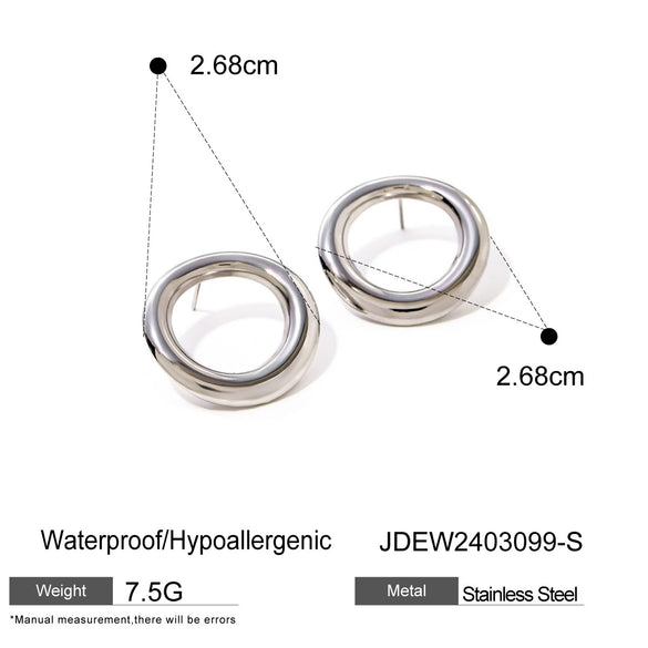 Stainless Steel Geometric Round Irregular Hollow Electroplated Women's Earrings Jewelry