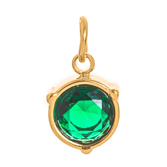 Stainless Steel Geometric Round Zircon Inlaid Electroplating Birthstone Pendant
