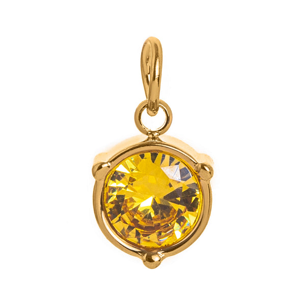 Stainless Steel Geometric Round Zircon Inlaid Electroplating Birthstone Pendant