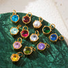 Stainless Steel Geometric Round Zircon Inlaid Electroplating Birthstone Pendant