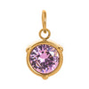 Stainless Steel Geometric Round Zircon Inlaid Electroplating Birthstone Pendant