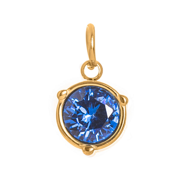 Stainless Steel Geometric Round Zircon Inlaid Electroplating Birthstone Pendant