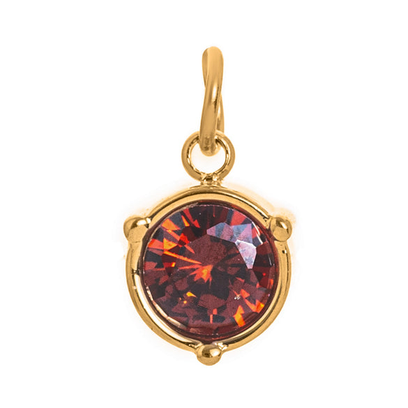 Stainless Steel Geometric Round Zircon Inlaid Electroplating Birthstone Pendant