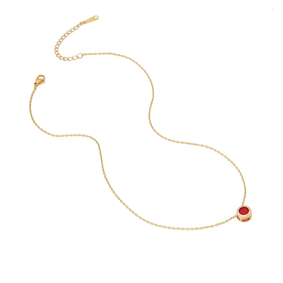Stainless Steel Geometric Round Zirconium Necklace With Electroplating Treatment