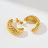 Stainless Steel Geometric Semicircle Stud Earrings Vacuum Plated 18K Real Gold