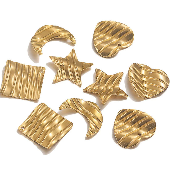 Stainless Steel Geometric Semiembossed Electroplated Earrings Pendant With Flower And Water Drop Design