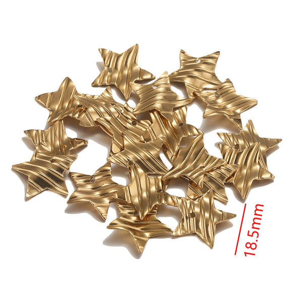 Stainless Steel Geometric Semiembossed Electroplated Earrings Pendant With Flower And Water Drop Design