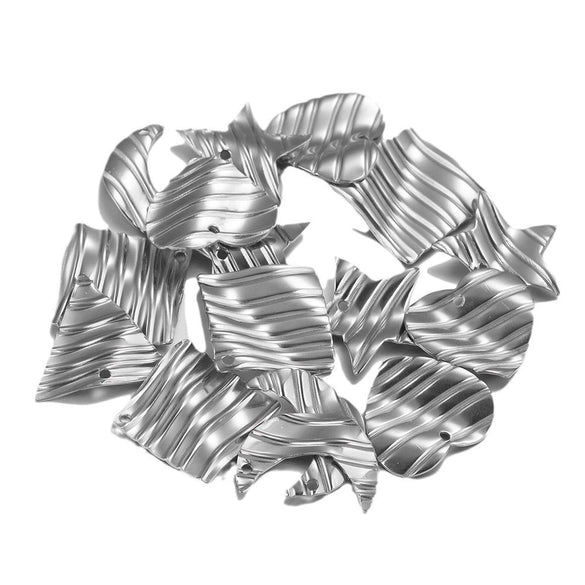 Stainless Steel Geometric Semiembossed Electroplated Earrings Pendant With Flower And Water Drop Design