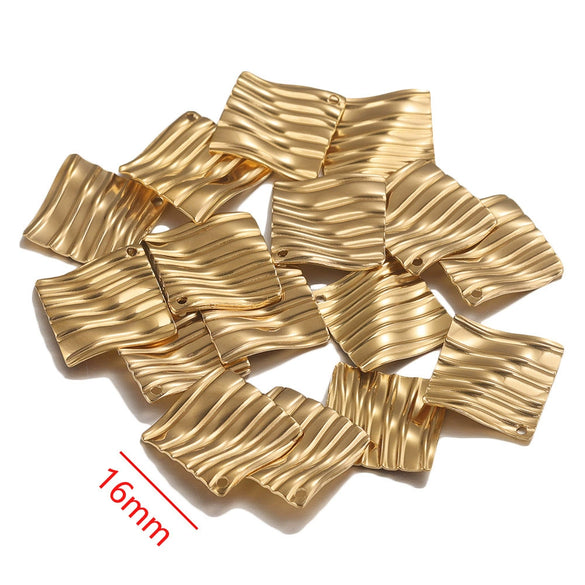 Stainless Steel Geometric Semiembossed Electroplated Earrings Pendant With Flower And Water Drop Design