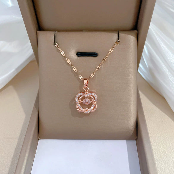 Stainless Steel Geometric Sixpointed Star Diamond Necklace Unisex