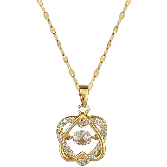 Stainless Steel Geometric Sixpointed Star Diamond Necklace Unisex